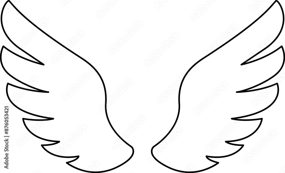Wings icon. Angel Wings Black silhouette. Set of hand drawn bird or angel wings. Wings Collection - Vector illustration. Wings icon. Angel Wings Black silhouette. Set of hand drawn bird or angel wings. Wings Collection - Vector illustration.