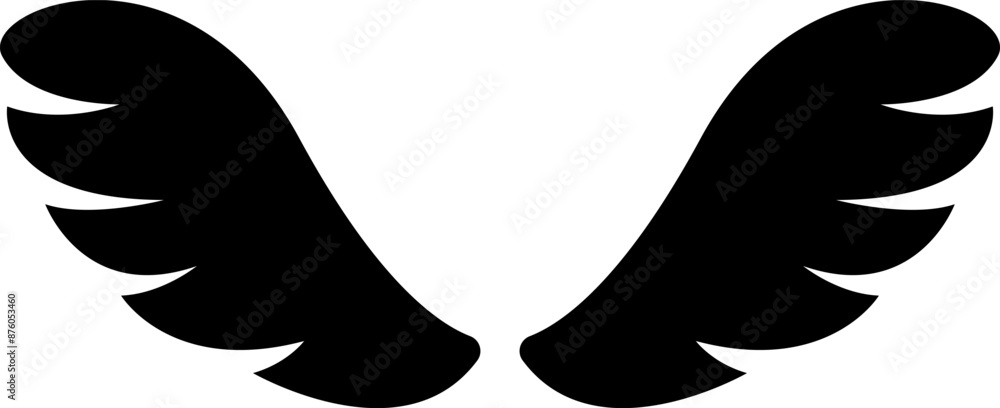 Wings icon. Angel Wings Black silhouette. Set of hand drawn bird or angel wings. Wings Collection - Vector illustration. Wings icon. Angel Wings Black silhouette. Set of hand drawn bird or angel wings. Wings Collection - Vector illustration.