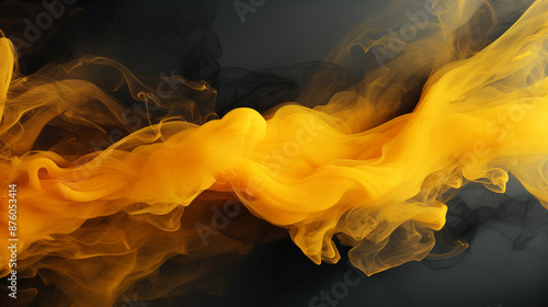 Abstract yellow and black smoke working together