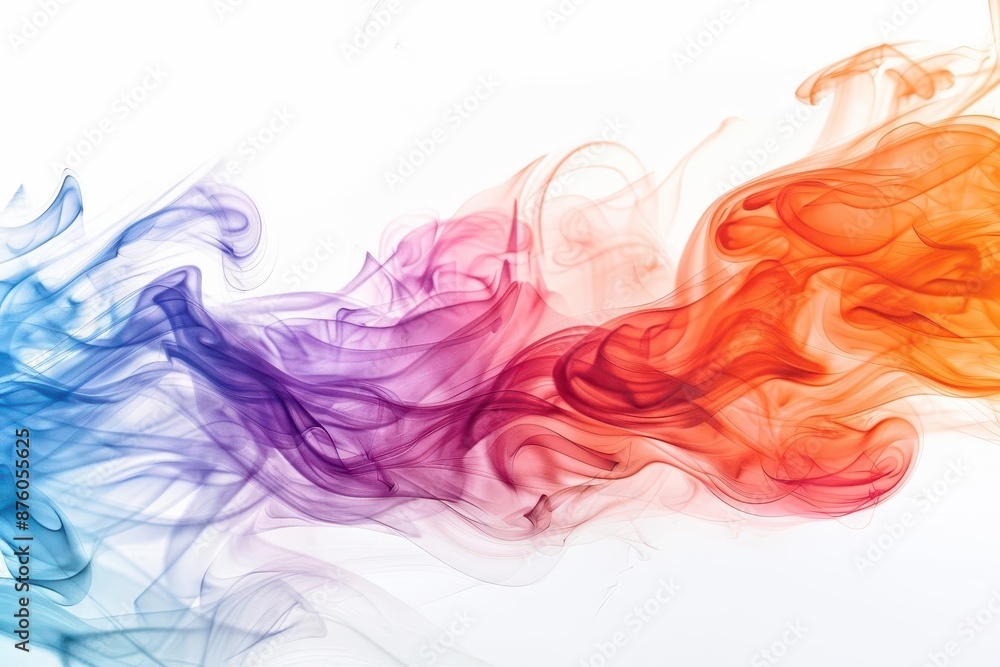 Fototapeta premium explosive burst of vibrant smoke in midair freezing motion of swirling colors against stark white background highspeed photography aesthetic