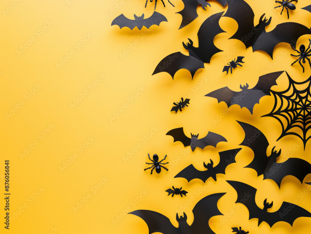 Halloween background flat lay with a blank space for text, festive decor Halloween background flat lay with a blank space for text, festive decor