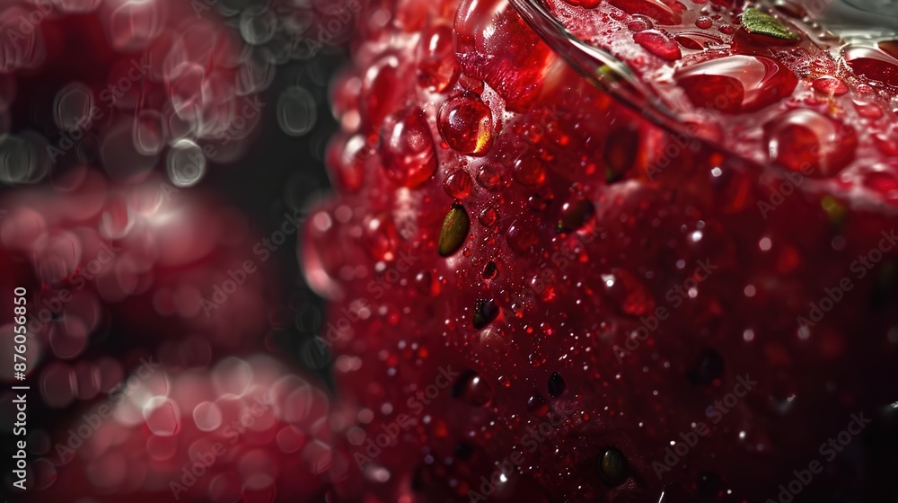 Juicy and Refreshing: Extreme Close-Up of Water Droplets on Drink Against Dark Textured Background Juicy and Refreshing: Extreme Close-Up of Water Droplets on Drink Against Dark Textured Background