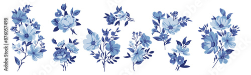 Collection of small pretty rose bouquets for design of greeting cards