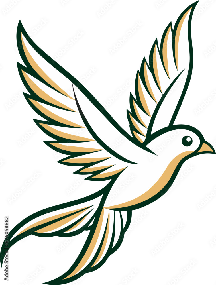 Obraz premium Flying birds silhouettes on white background. Vector illustration. isolated bird flying. tattoo design.