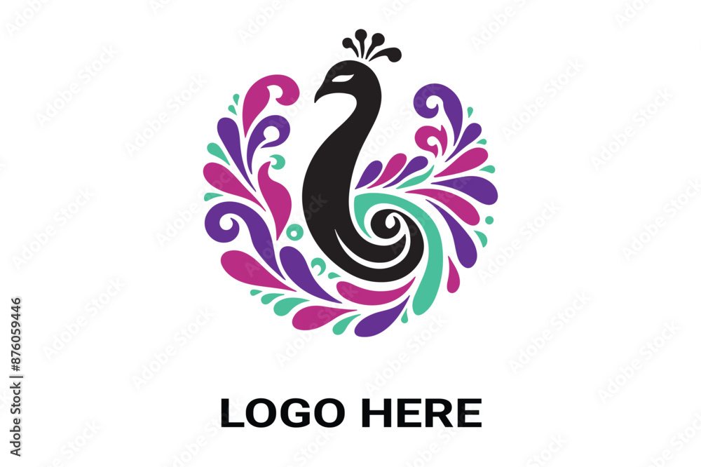 Minimalist Peacock Logo on White Backgroundwork Minimalist Peacock Logo on White Backgroundwork