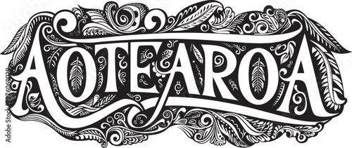 New Zealand vector illustration. Aotearoa sticker, tattoo Polynesian Maori ethnic style design. 