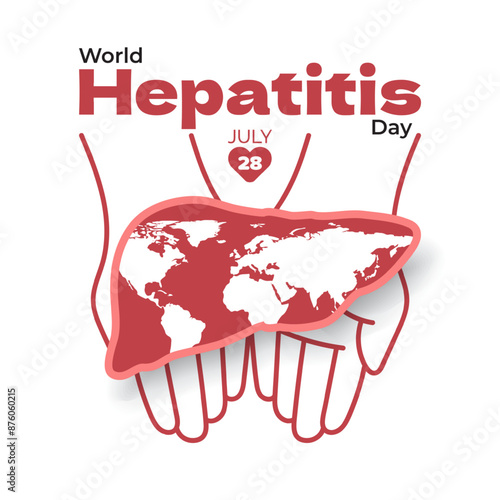 Minimalist line hand illustration, holding liver, world hepatitis day 