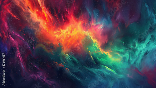 Vibrant Spectrum: Abstract Artistry as Dynamic Background and Wallart - Unique Wallpaper Creation © RERMTON