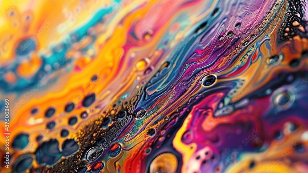 Naklejka premium Vibrant Textured Abstract Art Print Macro Photography with Intricate Patterns and Colors