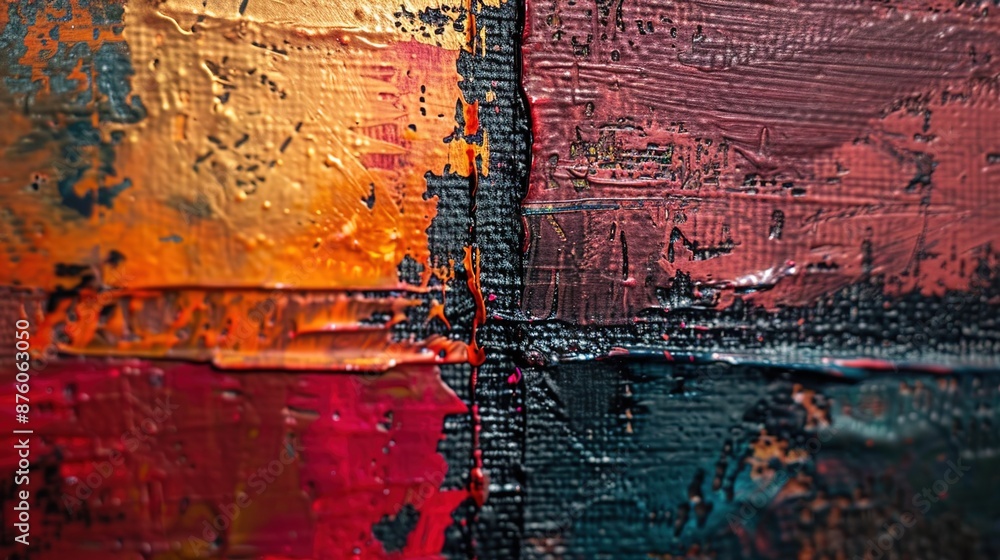 Obraz premium Layers of Color: Close-up Abstract Painting Texture with Depth