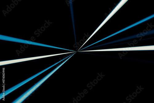 Blue and white lines connecting in the center. Abstract background with rays. Illustration with speed blurred lines