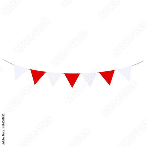 Indonesia Streamer Flag Pennants Red White Ribbon Vector Illustration Design