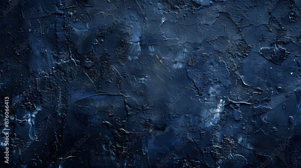 Grunge navy dark blue abstract texture background. Blue paint on old vintage concrete stucco wall surface with grain pattern for template banner graphic creative art card design, backdrop, wallpaper. 