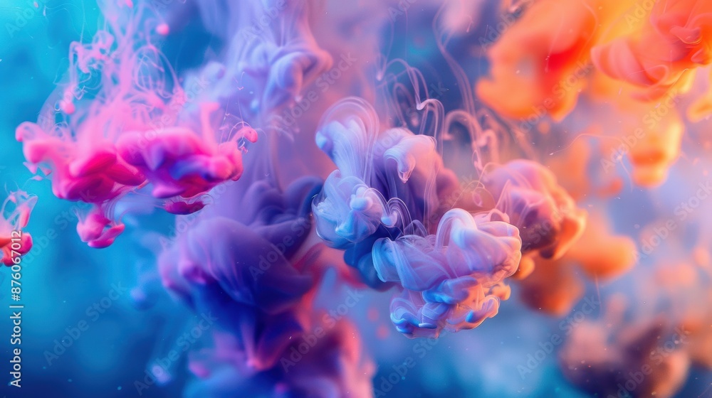 Vibrant pink and blue ink swirls in water, creating dynamic and colorful abstract patterns with a soft, ethereal look. Vibrant pink and blue ink swirls in water, creating dynamic and colorful abstract patterns with a soft, ethereal look.