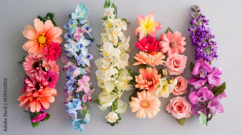 Obraz premium Create unique decorations with real flowers arranged in the shape of letters. This collection of vibrant flower fonts is perfect for spring, summer, and other special occasions.