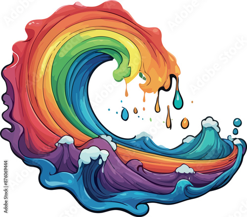 Rainbow Liquid Flowing as a Wave – Colorful Vector Art