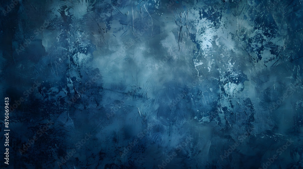 Fototapeta premium Grunge navy dark blue abstract texture background. Blue paint on old vintage concrete stucco wall surface with grain pattern for template banner graphic creative art card design, backdrop, wallpaper. 