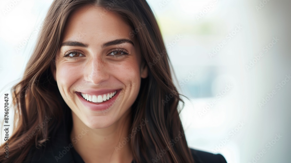 Confident smiling brunette professional adult woman