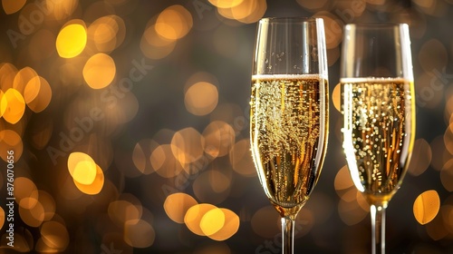 Celebrating in Style: Elegant Champagne Glasses Filled with Sparkling Wine for Special Occasion