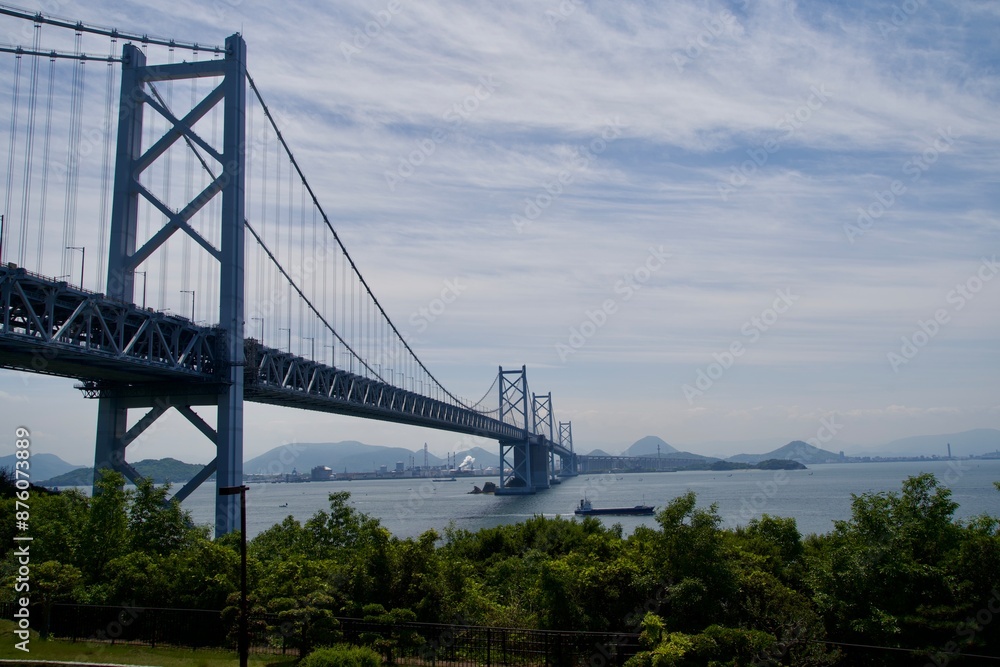 Fototapeta premium Seto Ohashi Bridge connected from Yoshima Parking Area