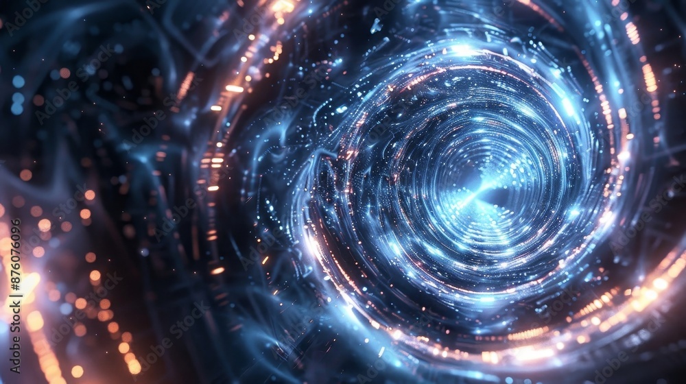 Mesmerizing depiction of a black hole in space with swirling galaxies Mesmerizing depiction of a black hole in space with swirling galaxies