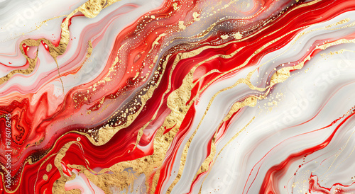  Abstract marble texture background with red and gold elements, elegant luxury wallpaper design for wall art decoration.