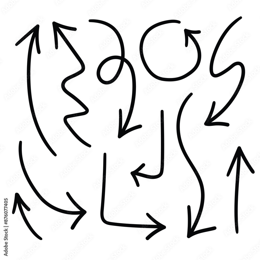 Hand drawn set of arrows on a white background. Hand drawn set of arrows on a white background.