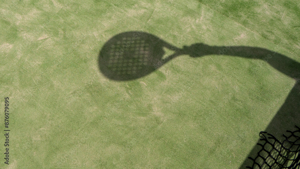 custom made wallpaper toronto digitalThe shadow of a hand with a racket on a green tennis court.Tennis or padel