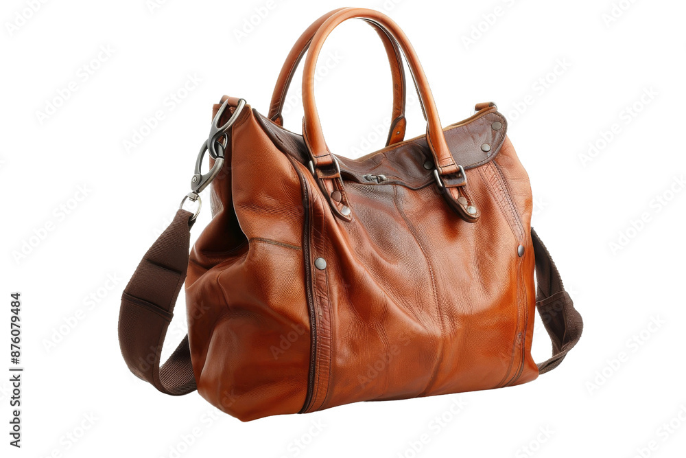 Trendy leather handbag isolated on transparent background Trendy leather handbag isolated on transparent background