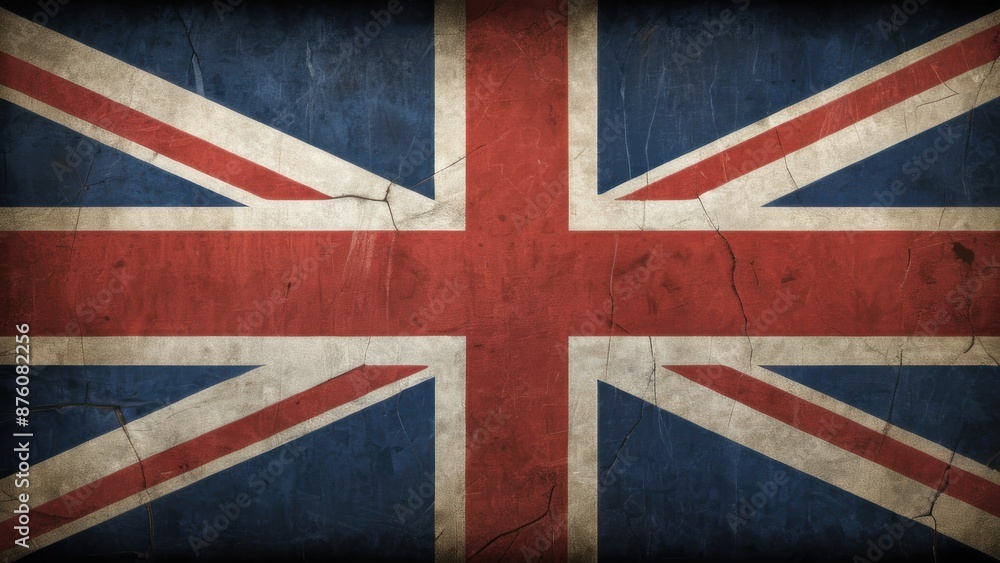 Fototapeta premium Vintage British Union Jack Flag with Weathered Texture