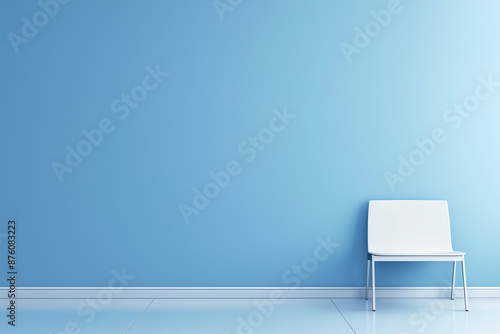 Minimalist studio with a sleek blue gradient background wall
