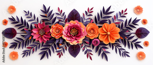 Natureinspired paper cut flowers with a vibrant mosaic design © Porawit