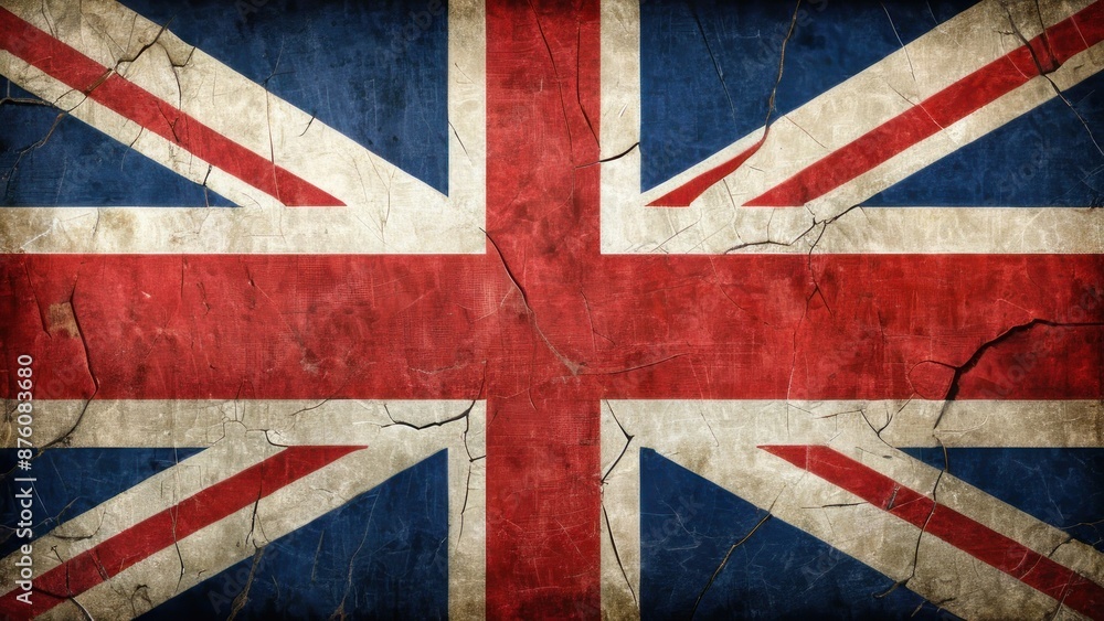 Fototapeta premium Vintage British Union Jack Flag with Weathered Texture