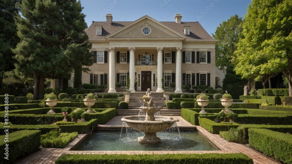 Naklejka premium Elegant Colonial Mansion Exterior