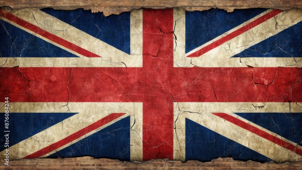 Fototapeta premium Vintage British Union Jack Flag with Weathered Texture