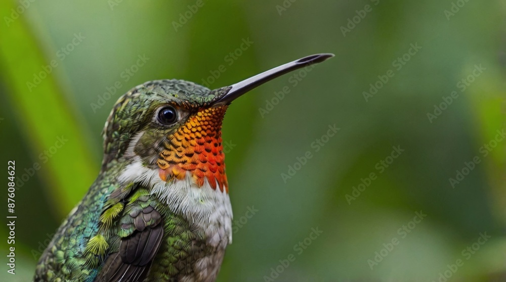 Fototapeta premium Ruby-throated Hummingbird Close-up
