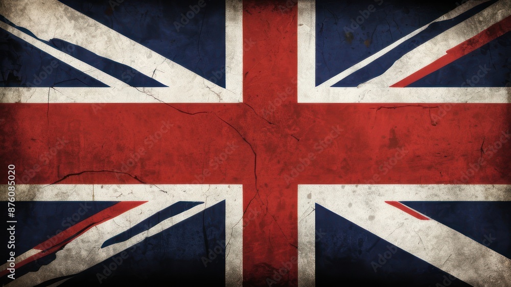 Fototapeta premium Vintage British Union Jack Flag with Weathered Texture