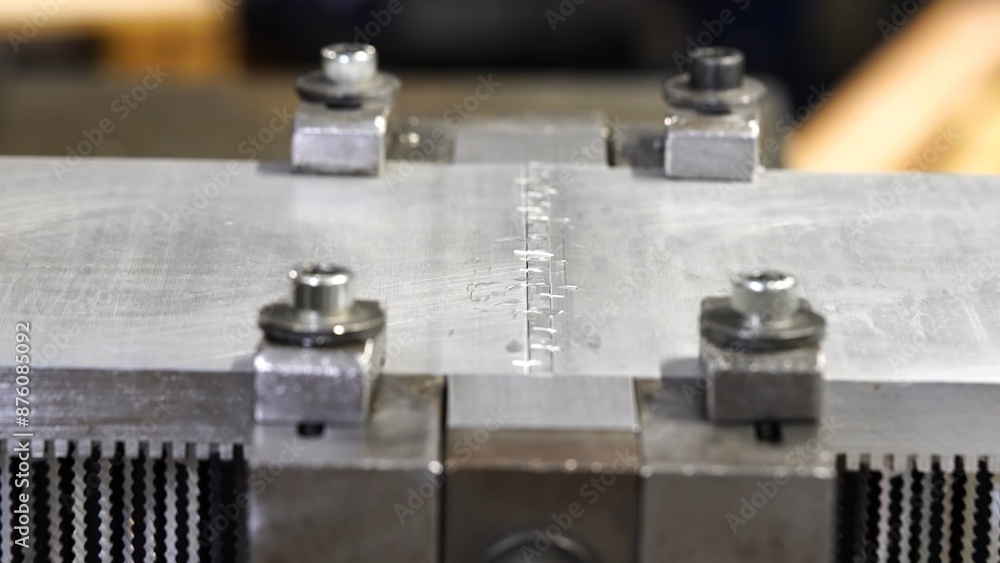 Close-up view of weld interface just before friction welding Close-up view of weld interface just before friction welding