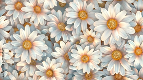 Radiant Springtime Daisies in Enchanting Art Deco Inspired Floral Pattern