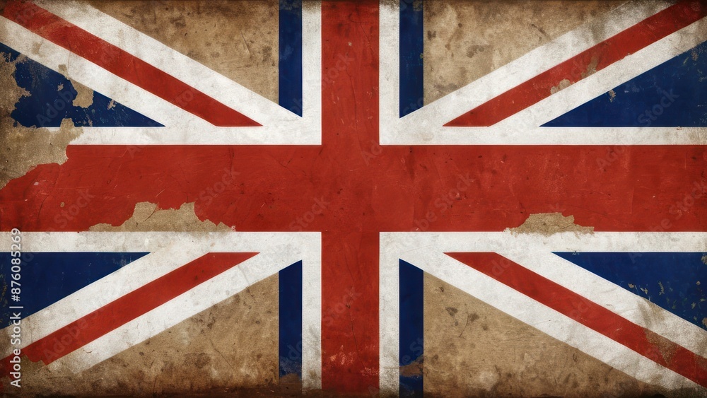 Fototapeta premium Vintage British Union Jack Flag with Weathered Texture