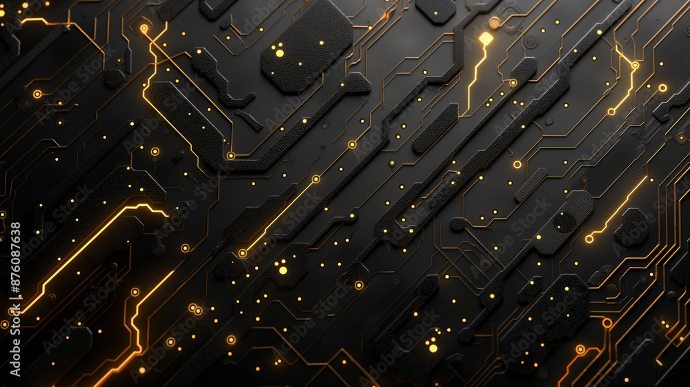 Computer circuit board with golden light Computer circuit board with golden light