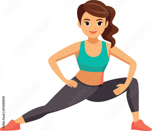 Illustration of a woman stretching.