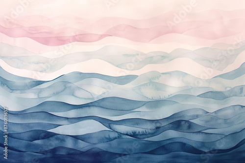 watercolor background blue and pink waves with space for text