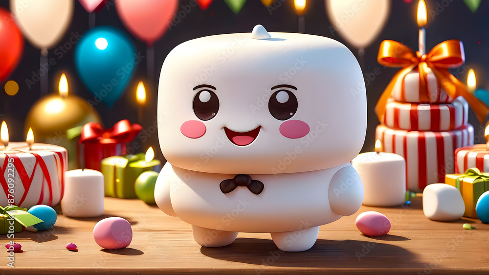 cartoon funny marshmallows. New Year's sweets cartoon funny marshmallows. New Year's sweets