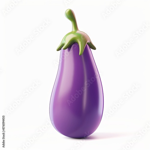 3D Illustration of a Simple Eggplant - Minimalist Vegetable Icon © Eduards V.