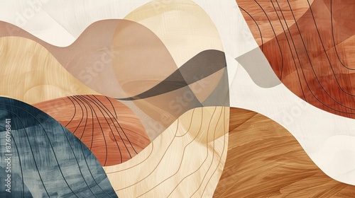 abtrack Background Abstract shapes with line texture, earth tone colors photo