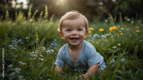 Wallpaper Mural Smiling Baby in Meadow Torontodigital.ca