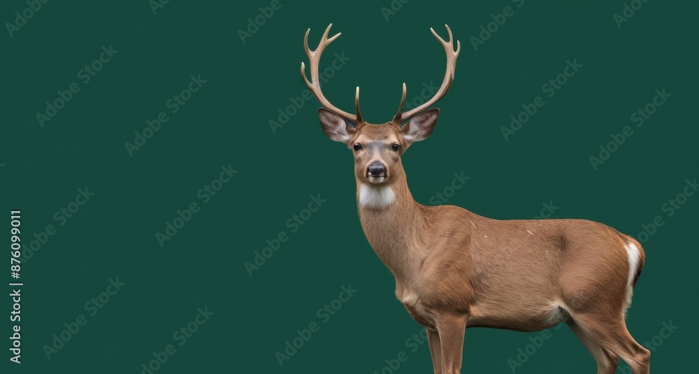 Fototapeta premium Majestic Deer on Green Background