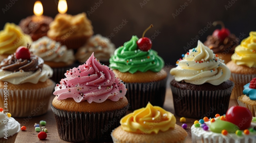 Colorful Gourmet Cupcake Display Colorful Gourmet Cupcake Display