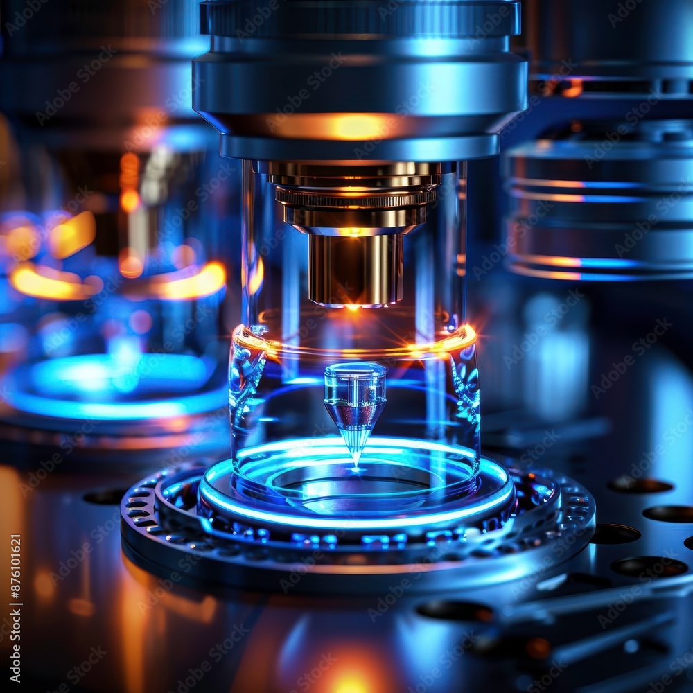 Close-up of a high-tech microscope lens focusing on a sample, showcasing advanced laboratory equipment in a scientific research setting. Close-up of a high-tech microscope lens focusing on a sample, showcasing advanced laboratory equipment in a scientific research setting.